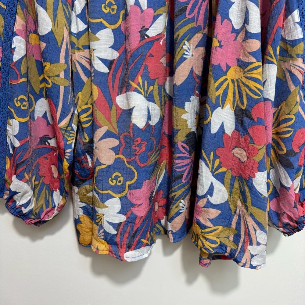 Zac & Rachel Floral Flowy Boho Peasant Top 3X - Picture 6 of 14
